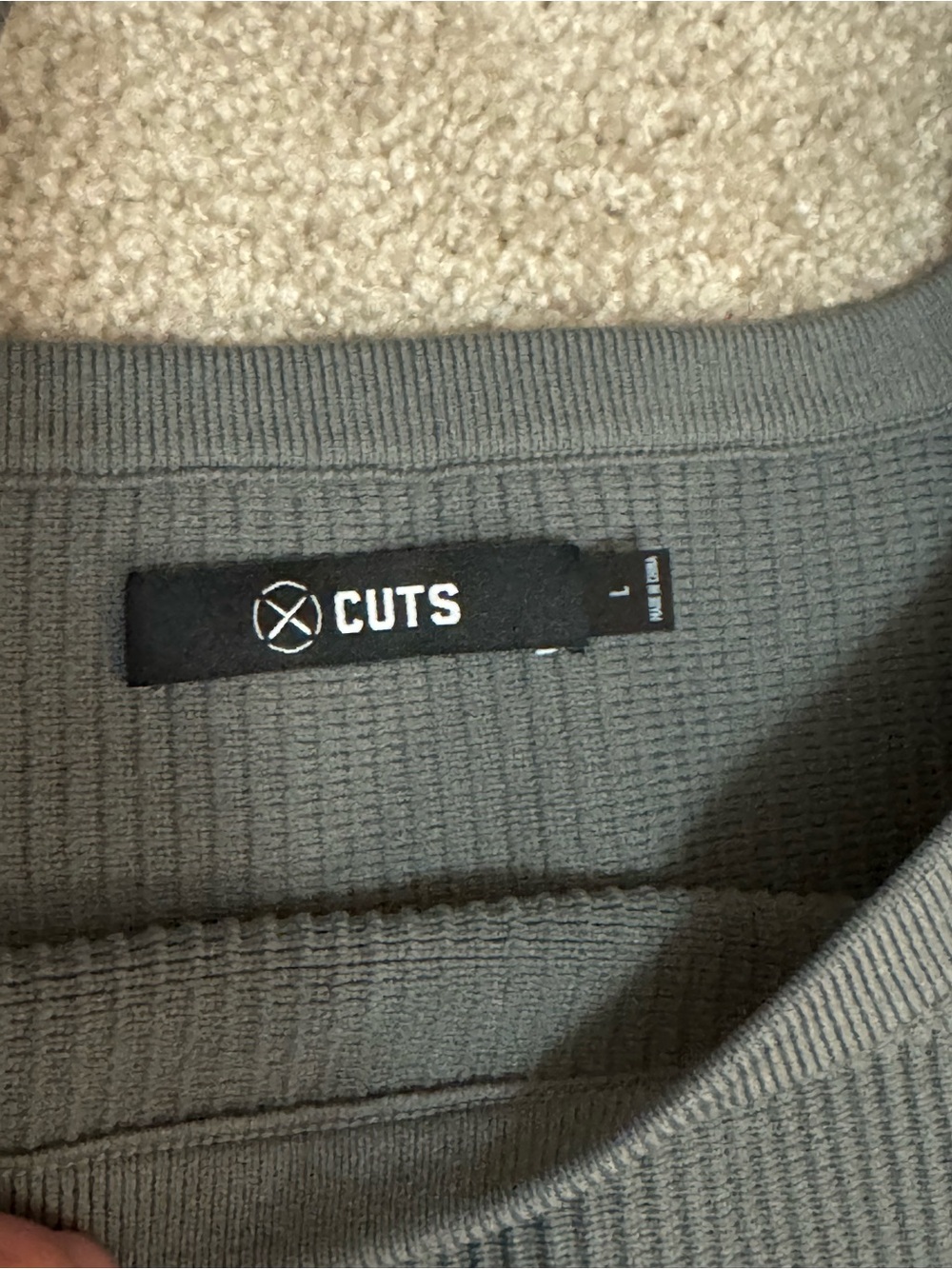 CutsGray Ribbed Square-Neck Crop Tank Top - Picture 2 of 3